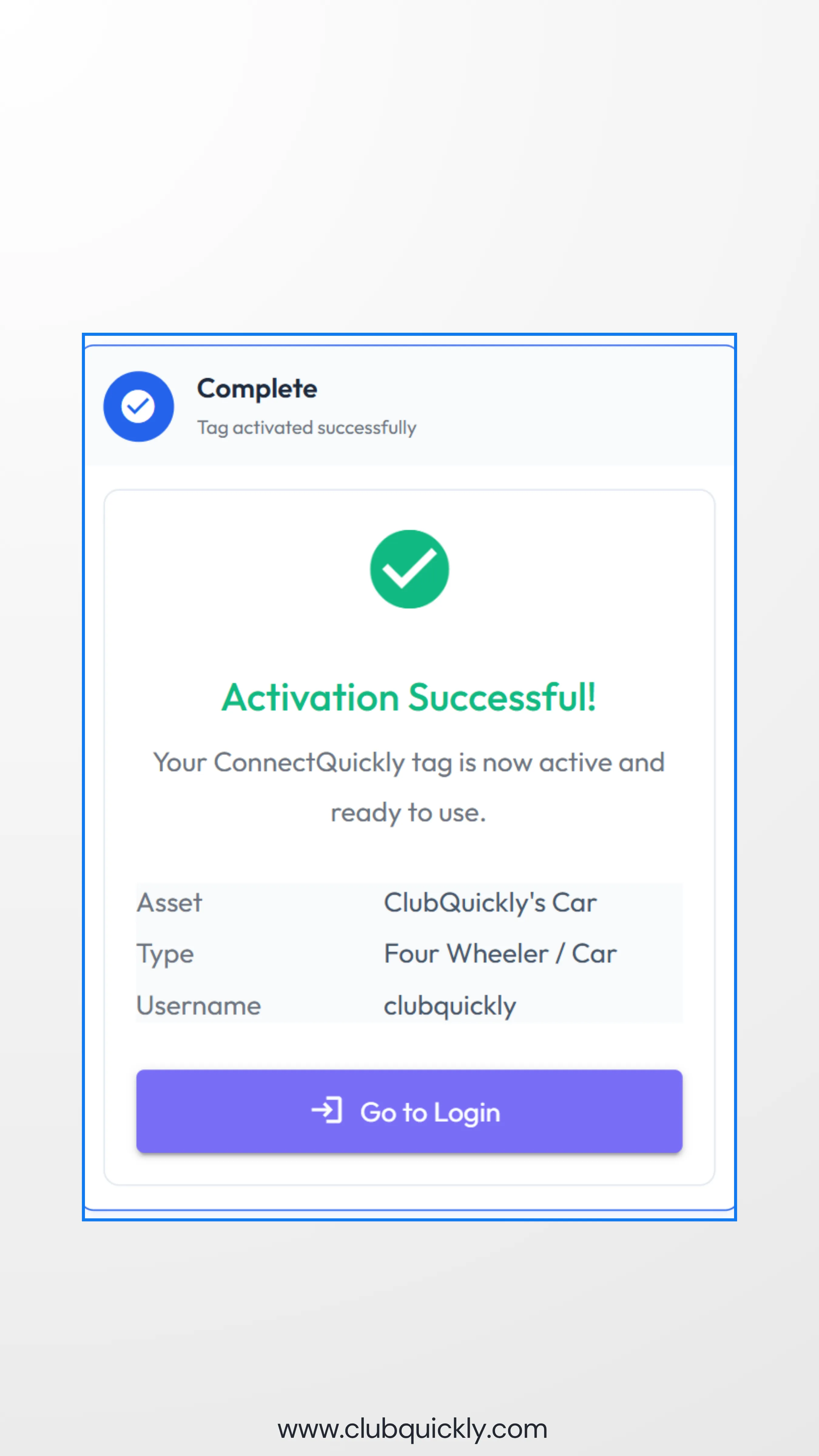 Activation Successful screen