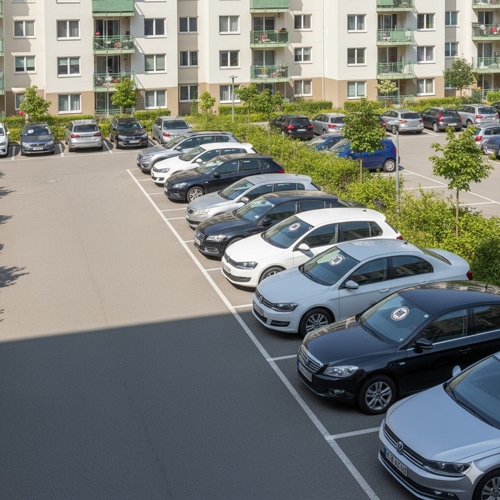 Residential society parking with QR tags